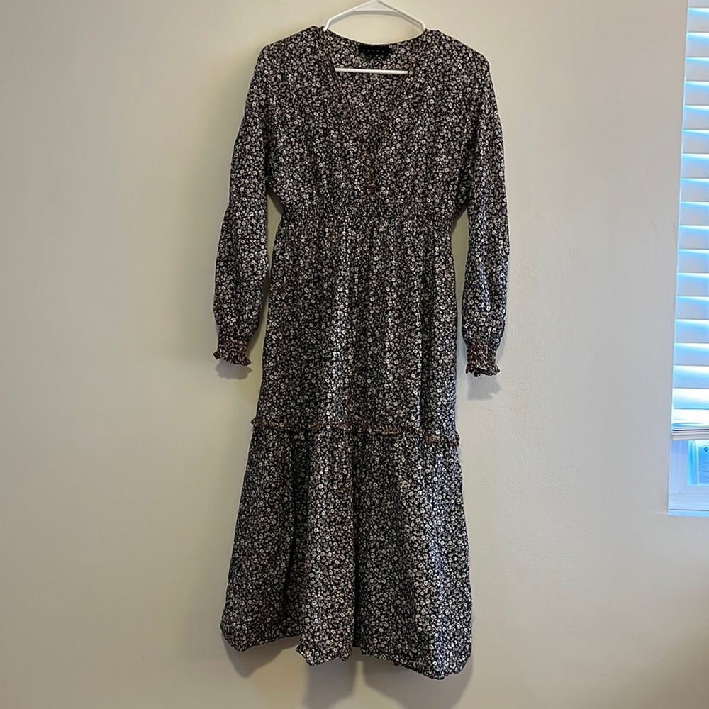 Hatch Black Floral Cotton Dress Size 1 (Small)
